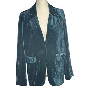 Anthropologie Autres Filles Green Velour Blazer Jacket Women's Large NWT